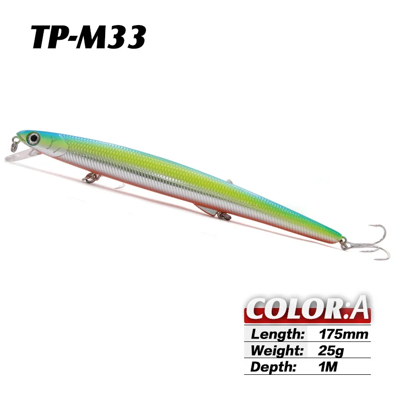 TacklePRO M33 плавающая морская большая блесна 175 мм рыболовная приманка 25 г большие жесткие приманки, воблеры Isca Artificiais плавательная приманка воблер - Цвет: A