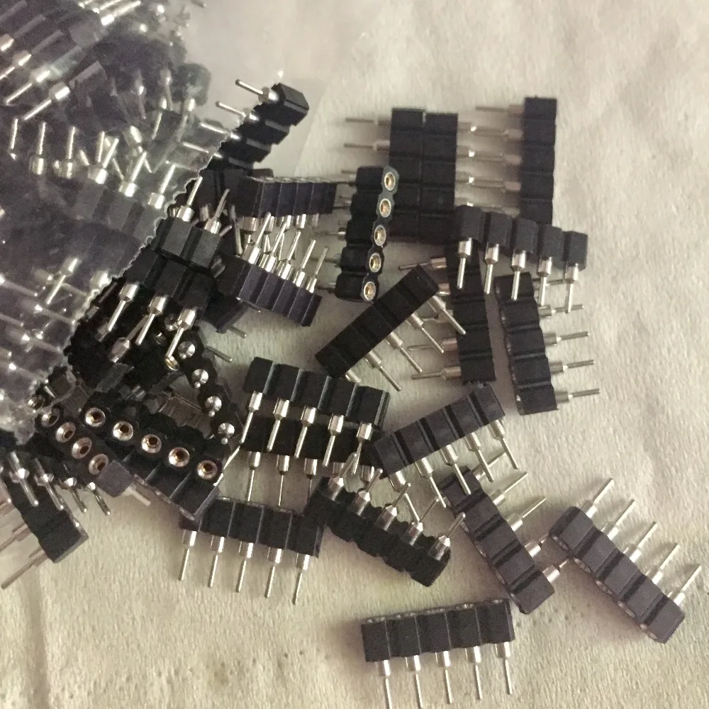 

200pcs/lot, 5pin RGBW connector, 5 pin needle, Female type easy connet for RGBW strip