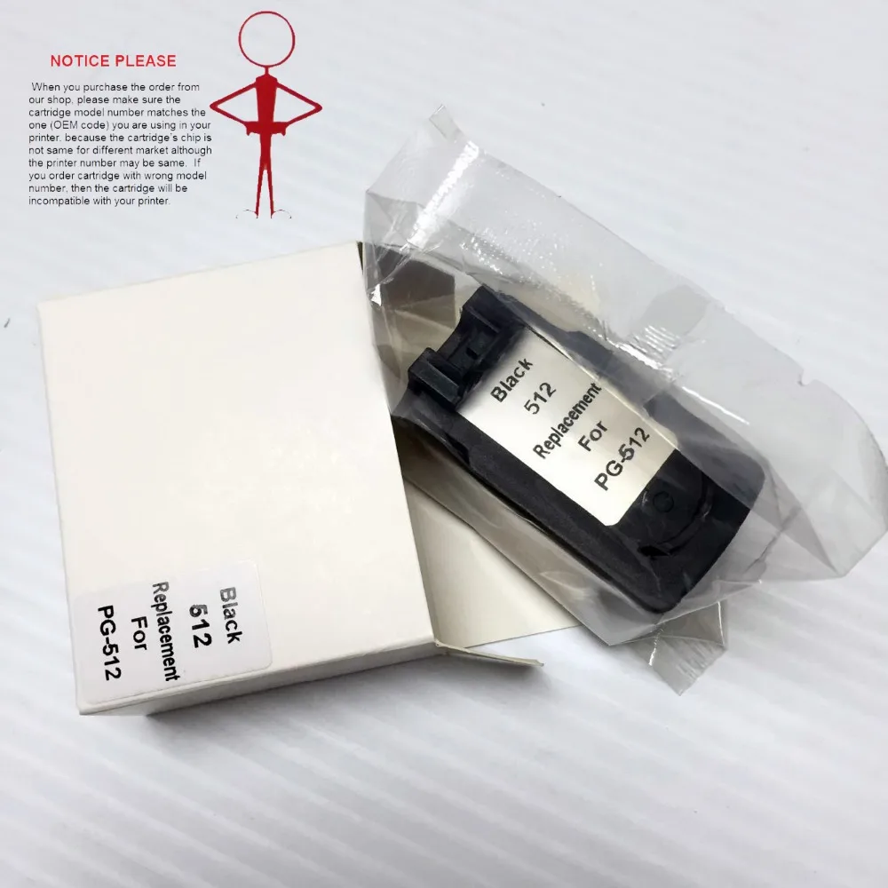 

1pcs Black ink cartridge PG512 PG-512 PG-512XL for Canon Pixma IP2700 MP270 MP280 MP480 MP490 MP495 MX320 MX330 MX340 MX350
