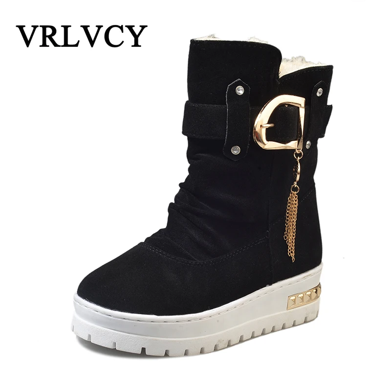 

2018 winter Europe and the United Kingdom British wind thick bottom non-slip flat bottom short boots women warm plus cotton