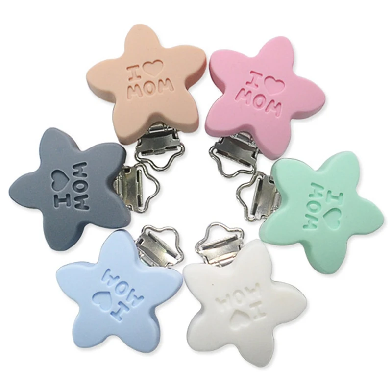 

Star Shaped Pacifier Clip Baby Silicone Teether Teething Accessories DIY Bead Clip Nipple Pacifier Holder Clips