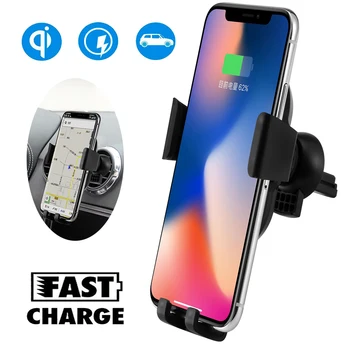 

New Wireless Qi Charger Car Mount Adjustable Gravity Clip-on Air Vent Phone Holder