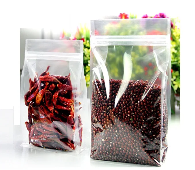 

Qi Size:16*26+8cm Food Moisture-proof Bags Clear Plastic Bags Stand Up Pouches Square Packaging Bags for Snack/Cookies/Rice