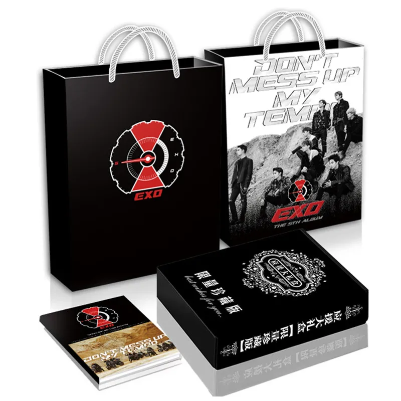 

[MYKPOP]EXO Luxury Gift Set CD+Post Card+Photo book+Photo Holder+Breastpin+Bracelet+Bookmarks+Stickers+Paper Bag SA18110706