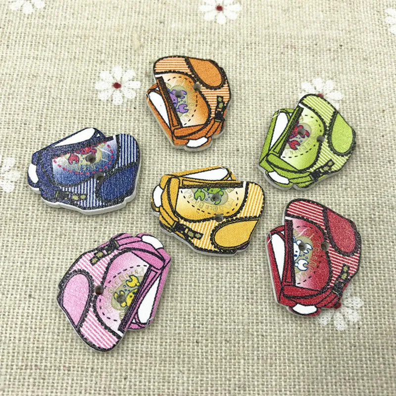 DIY 100pcs Wooden stripe backpack Buttons Mix color Fit Sewing crafts