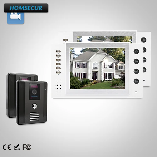 

HOMSECUR 8" Video Door Phone Intercom System+One Button Unlock for Home Security TC011-B + TM801R-W