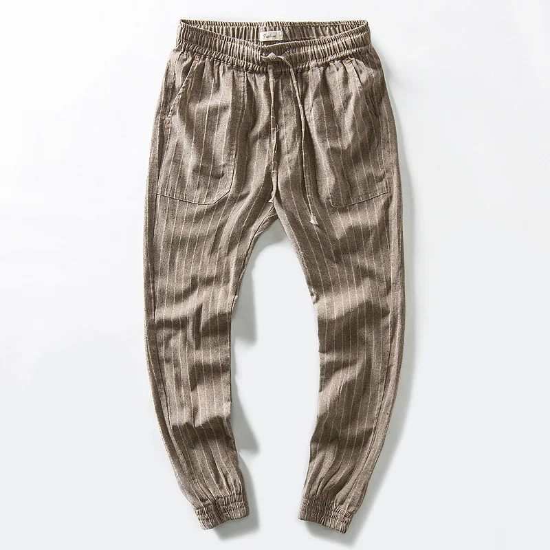 mens linen striped pants
