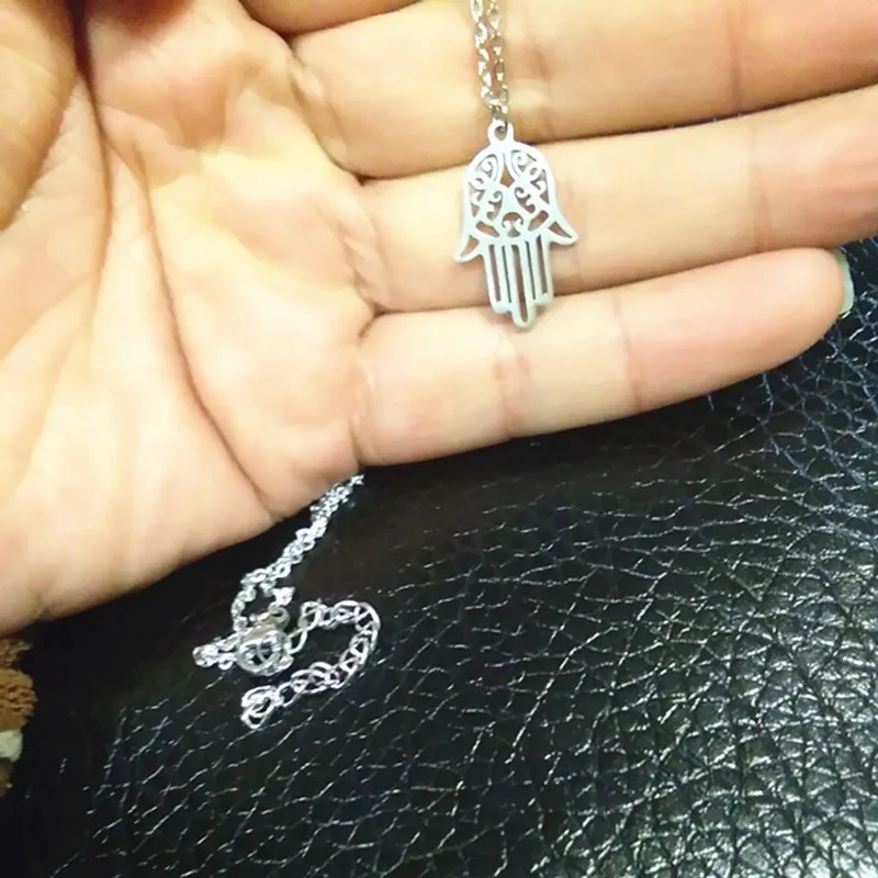 Hamsa ручная работа из нержавеющей стали ожерелья серебряного цвета ожерелье чокер