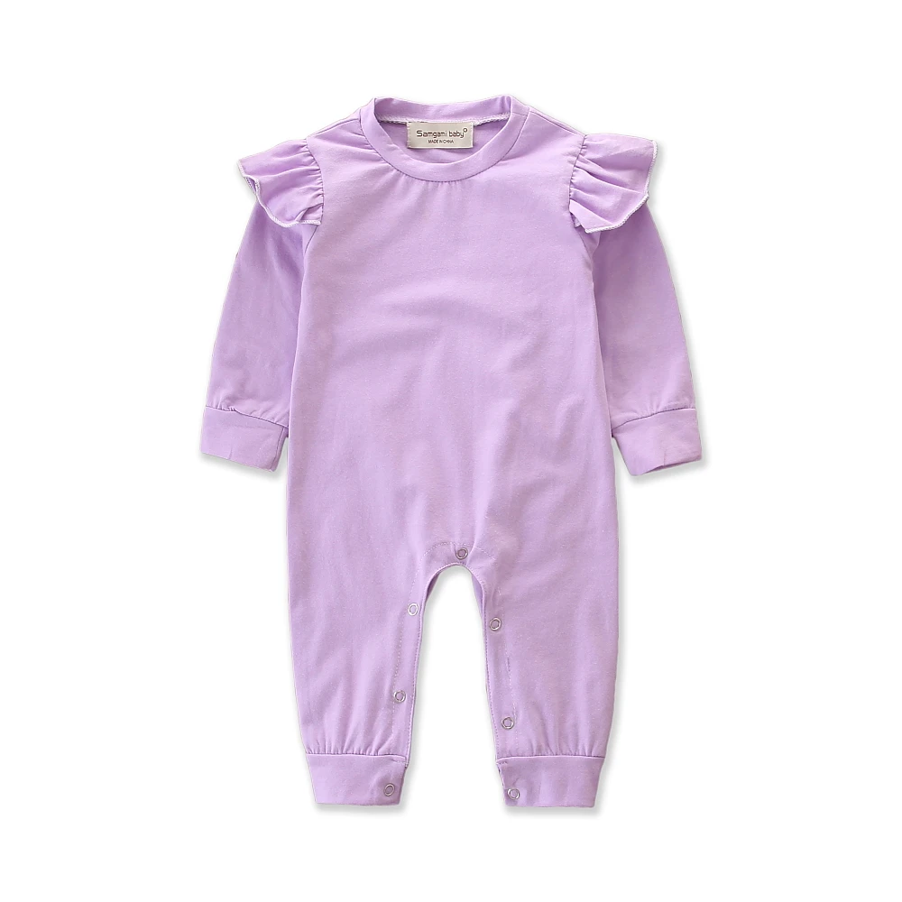 Newborn Photography Props Solid Color Purple Long Sleeve Romper Baby