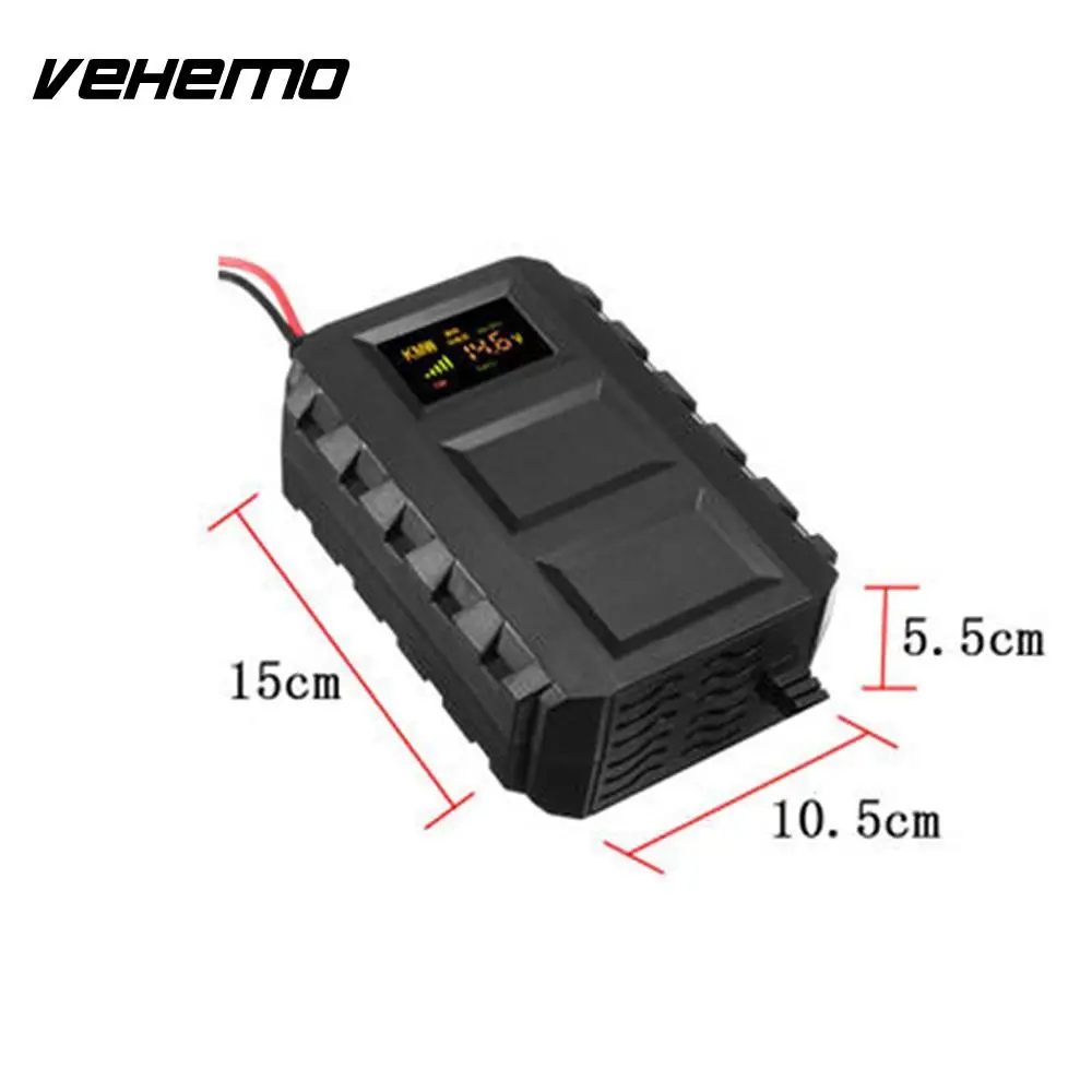VEHEMO Black 10A Automobile Vehicle Car Battery Charger Battery Charger Accessories Spare Lead Acid Battery Motorcycle