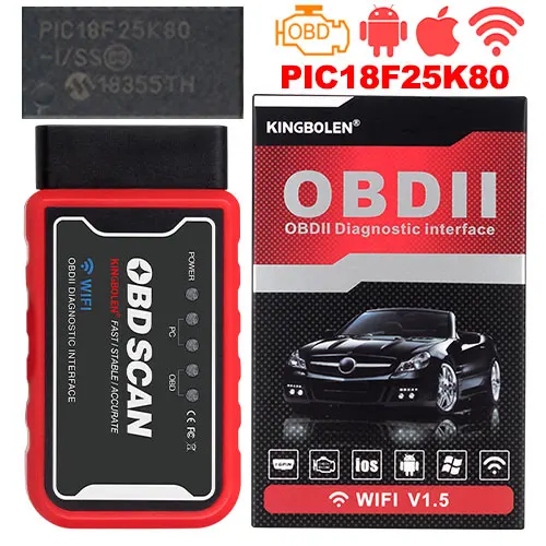 PIC18F25K80 Mini ELM327 Bluetooth 2,0 OBD2 v1.5/V2.1 OBD 2 автоматический диагностический инструмент ELM 327 для Android Крутящий момент/PC V1.5 адаптер BT - Цвет: New WIFI ELM327 B