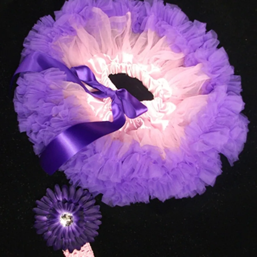 Детская юбка-пачка светло-розового и фиолетового цвета, комплект цветковых оголовьев для маленьких девочек, детская юбка-пачка с повязкой на голову