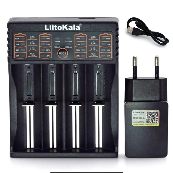 Liitokala 18650 зарядное устройство Lii402 Lii202 Lii100 LiiS1 1,2 в 3,7 в 3,2 в AA/AAA 26650 умное зарядное устройство NiMH Li-Ion EU Plug - Цвет: Lii402 whole package