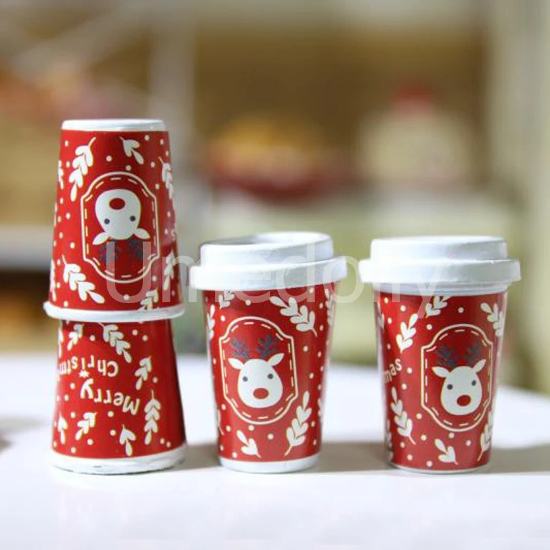 3 шт./компл. 1/6 Chirstmas Стиль кукольный домик миниатюра Кофе чашки для Blyth BJD куклы-Барби Еда напитки играть Кухня игрушка