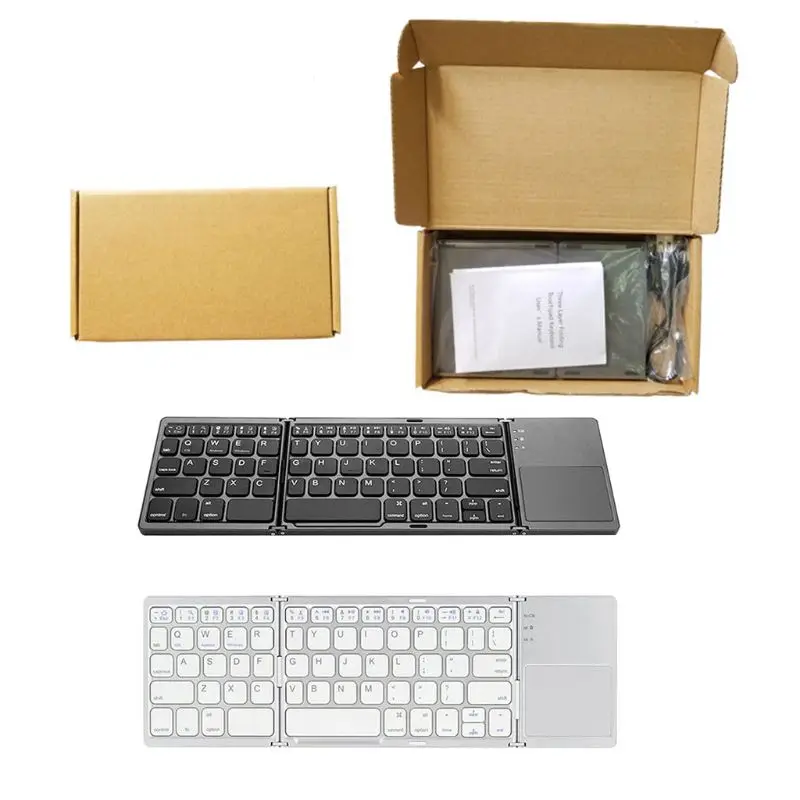 

Foldable Bluetooth Keyboard Pocket Size Portable Mini BT Wireless Touchpad Rechargeable Li-ion Battery