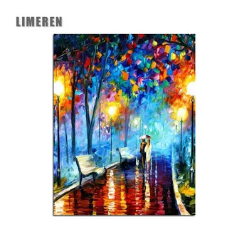 

Abstract Street view Painting By Numbers Rainy night umbrella lovers Home Decor Coloring By Numbers