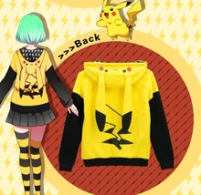 Pokemon Go Pikachu cosplay anime hooded Autumn and winter thick warm hoodie sweater coat lovely Japanese cartoon women