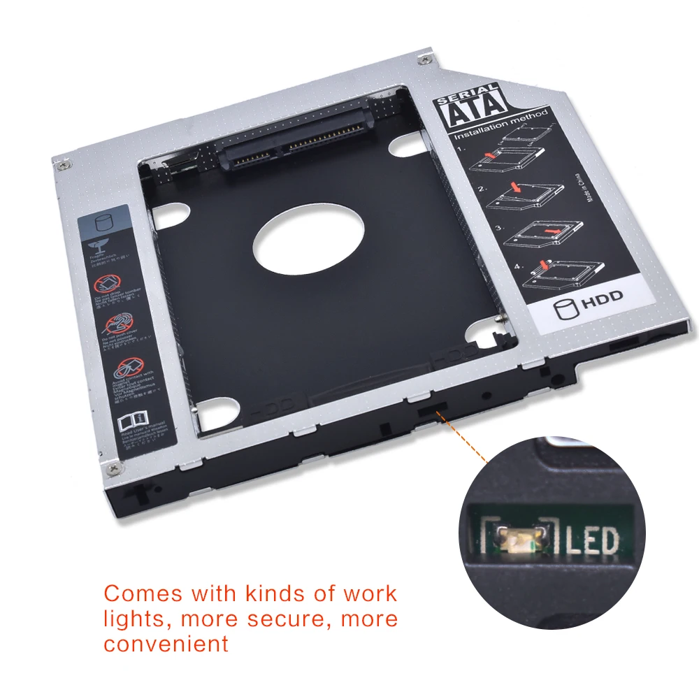 TISHRIC Горячая Распродажа для ноутбука CD DVD привод od 2nd HDD Caddy 9 5 12 7 мм SATA светодиодный