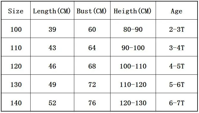 Size chart
