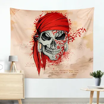 

2018 New Hippie skull printed tapestry wall hanging punk styles mandala mats blanket beach towel flower tapestry