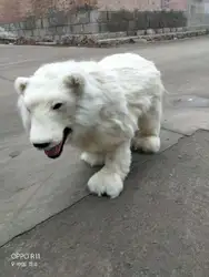 Большой Моделирование полярный медведь модель игрушки пластик и мех большой открытый рот полярный медведь игрушка реквизит, украшение