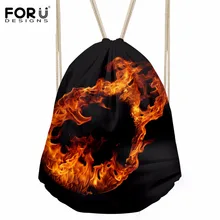 FORUDESIGNS/Мужская 3D пламенная сумка со стягивающим шнурком и напечатанным текстом, модная резинка для подростков, Детская сумка с логотипом на заказ, крутая дорожная сумка Mochilas