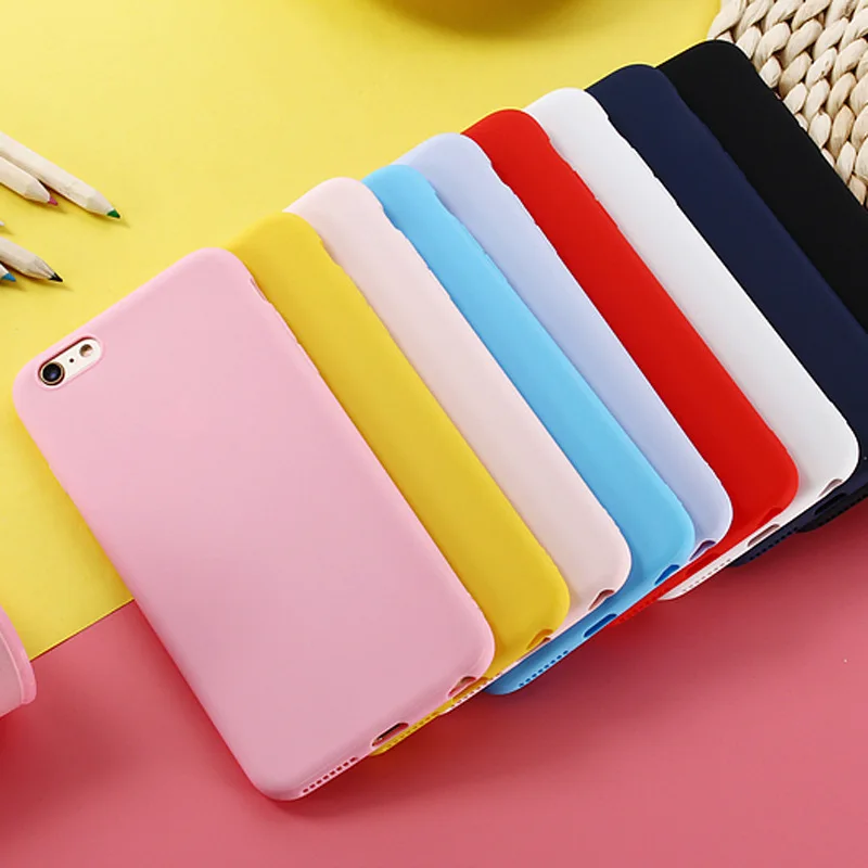 

New Simple Solid Color Ultrathin Soft Tpu Cases Candy Back Cover Matte Phone Case for Iphone 7 Plus 6 6s 8 X 5 5s Se Xr Xs Max