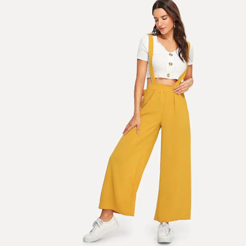 

Rompers Womens Jumpsuit Women Leisure Chiffon Slim High-Waist Loose Solid Belt Jumpsuit Pants Trousers body mujer