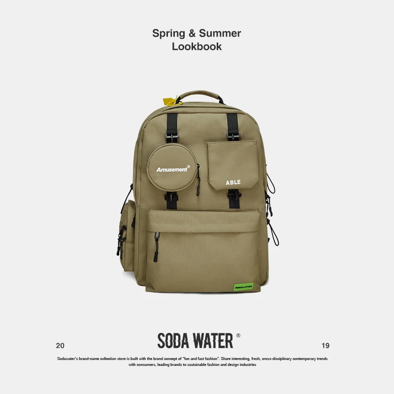 Школьный повседневный рюкзак для ноутбука, уличная сумка с несколькими карманами, мужской поясной ремень, сумка через плечо 205AI2018 - Цвет: khaki