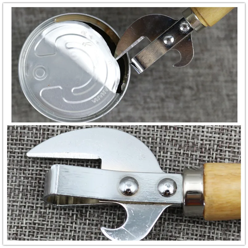 Can Opener Wooden Handle Can-opener Canned Knife Kitchen Tool Iron Plating Bottle Beer Opener (3)