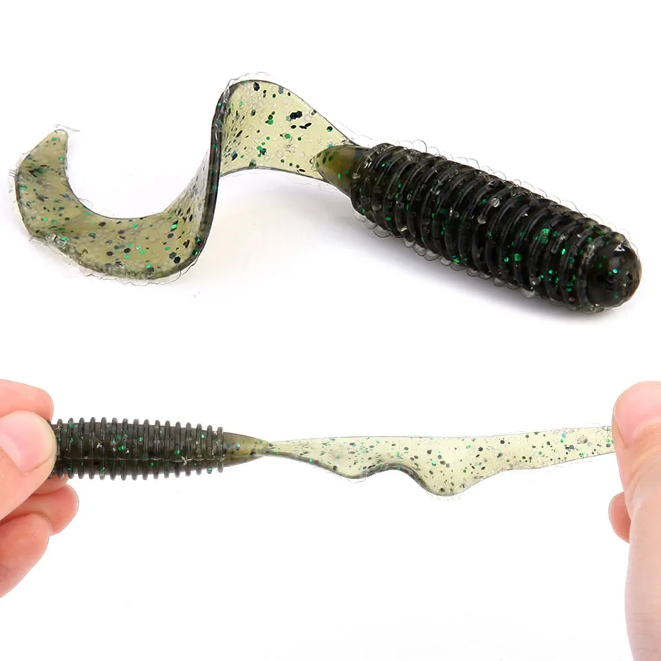 

Loogdeel 6PCS/Lot Curly Tail Grub Artificial Fishing Lures 60mm 70mm Fishing Soft Baits Predator Tackle Worm Wobbles Soft Lure