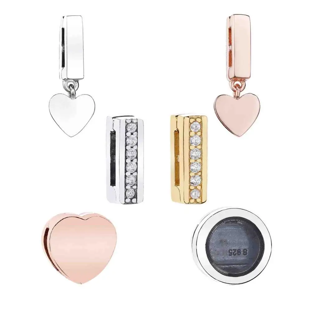 

Ajax 100% S925 Sterling Silver Combination Of Love-shape Charms For Cute Ladies