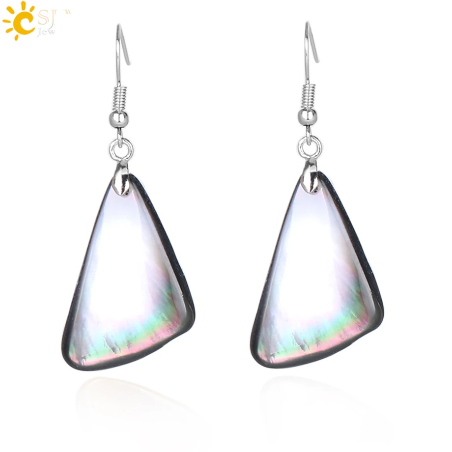 

CSJA Vintage Geometric Natural Stone Black Shell MOP Bead Drop Earrings for Women Ear Pendants Dangle Earrings Jewelry Gift E842