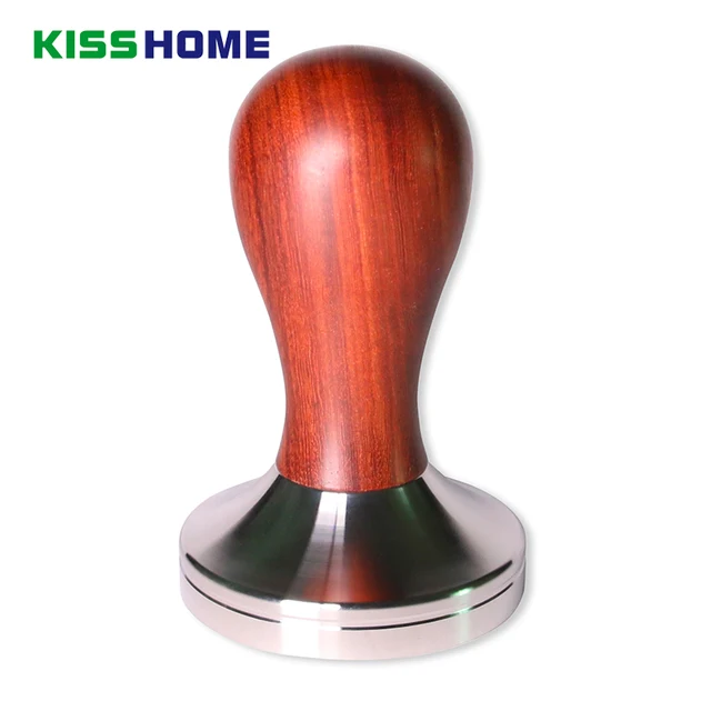 Best Price Red Sandalwood Handle Tamper Coffee Powder Hammer 304 Stainless Steel Base 41/49/51/53/57/57.5/58/58.35mm Coffee Accessories