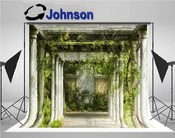 

walkway magical floral garden leaves column background Vinyl cloth High quality Computer print scenic backdrops