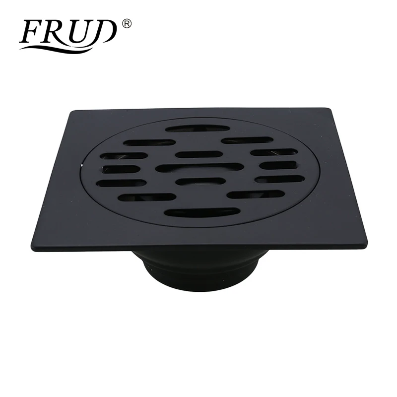 FRUD Shower Drains 10*10cm Square Black Bath Drains Strainer Hair ...