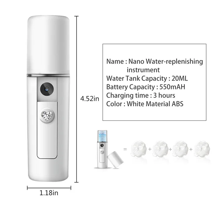 Nano опрыскиватель туман уход, мини-лица спрей Красота инструменты Портативный USB лица, тела ингалятор пароход увлажнение кожи