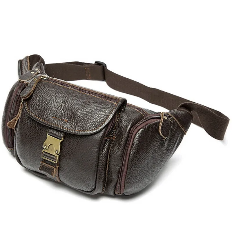 100 genuine leather waist bag men bags fanny pack first layer cowhide