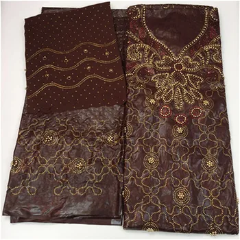 

Top quality bazin riche brocade african brocade fabric with rhinestones and beads heavy handmade fabric 7yards/lot LDB