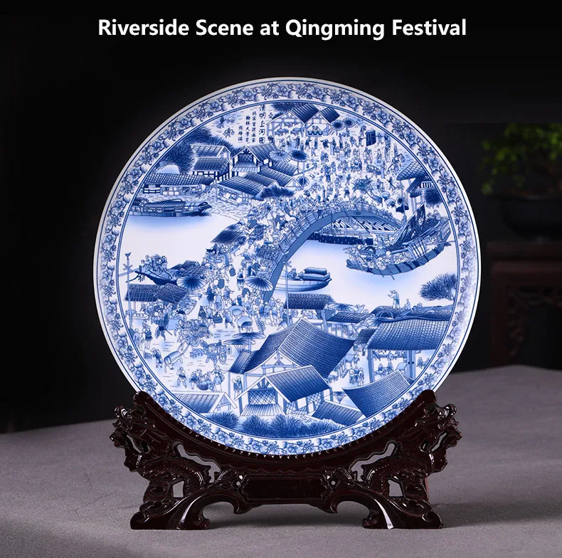 Цзиндэчжэнь красивые реки и горы керамическая декоративная тарелка подвесная Тарелка декоративная тарелка настенная пейзажная живопись
