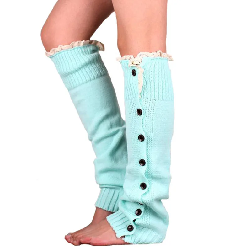

Women Lace With Buttons Boot Socks Knitted Girls Boot Cuffs Leg Warmer