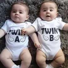 Боди с короткими рукавами для новорожденных; комбинезон для близнецов A& B; Одежда для мальчиков и девочек; г. Летняя одежда для близнецов Rompa