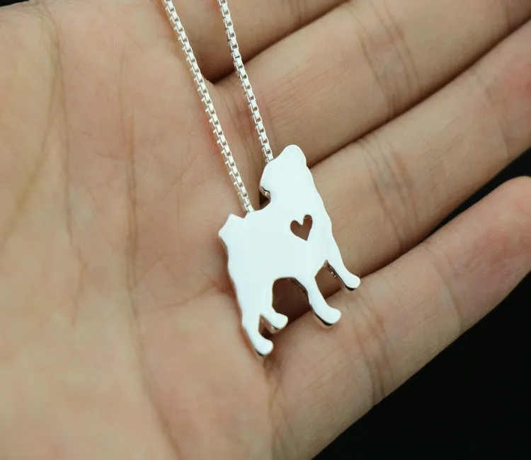 

Drop shipiing 1PCS Summer fashion cute pug dog necklace dog pendant jewelry Silver/gold colors plated