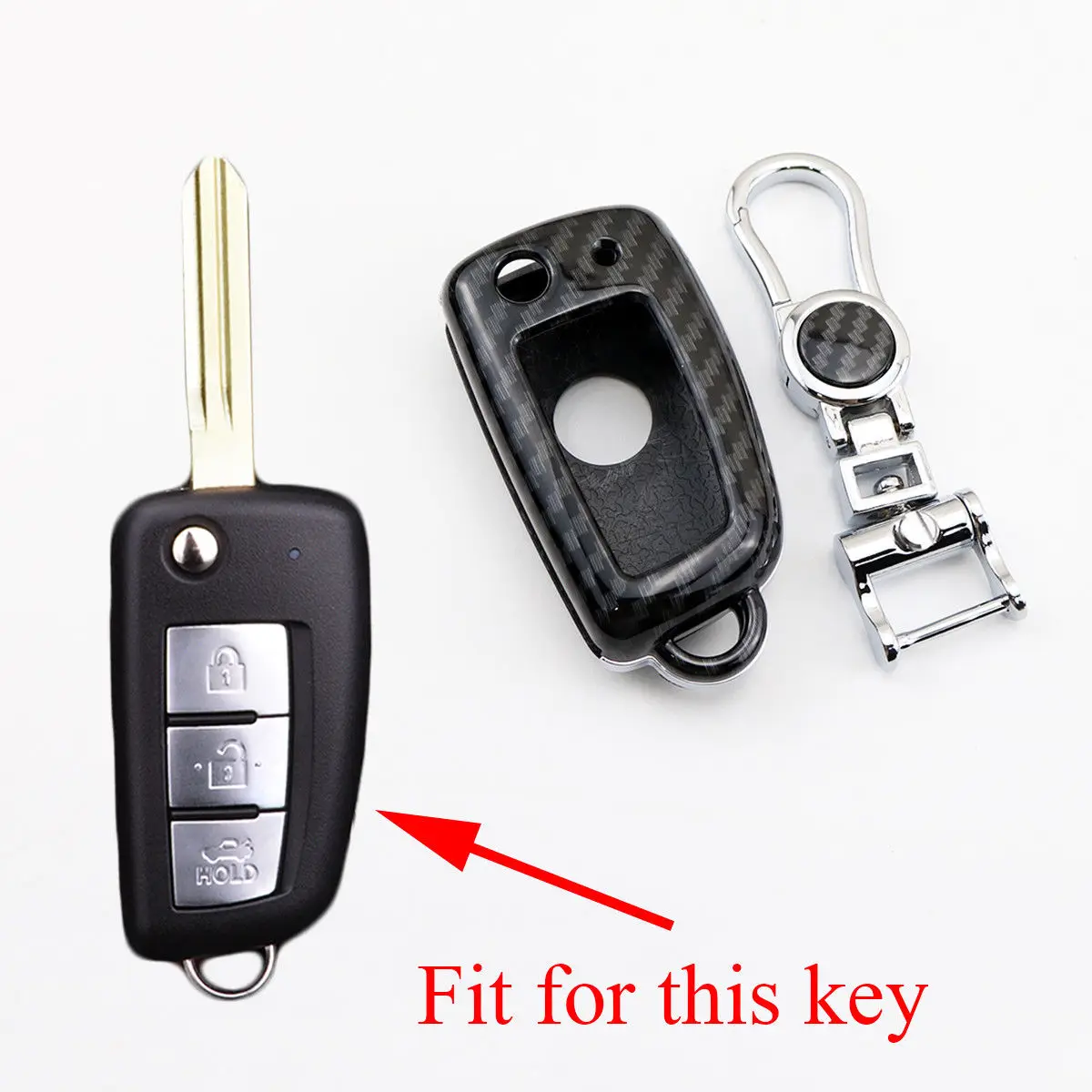 

Carbon Fiber Fold Key 2/3/4 Buttons Key Shell Fob Case Bag Holder Cover Fit For Nissan X-Trail Rogue Qashqai Pulsar Accessories