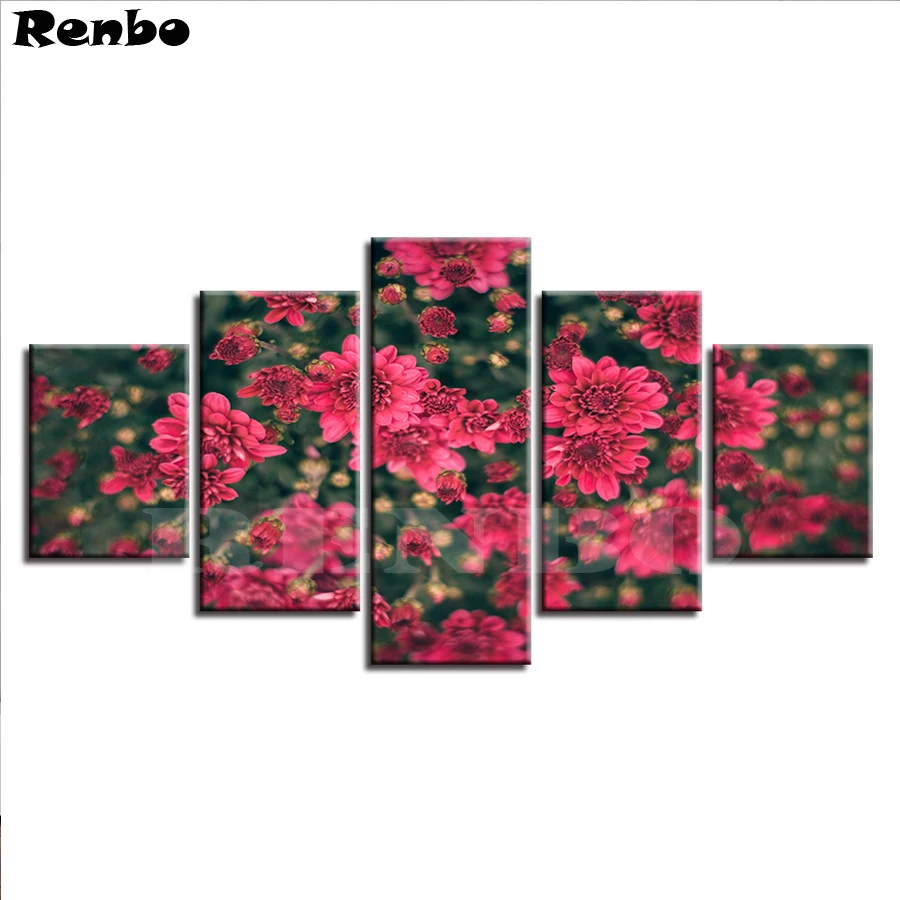 

Chrysanthemum Diamond Embroidery Rhinestones Home Decor,5D DIY Square Diamond Painting Cross Stitch Flower Pictures Mosaic 5PCS