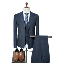 Loldeal Men’s One-Button Designer Luxurious Suits Plaid Tuxedos 3-Piece Set