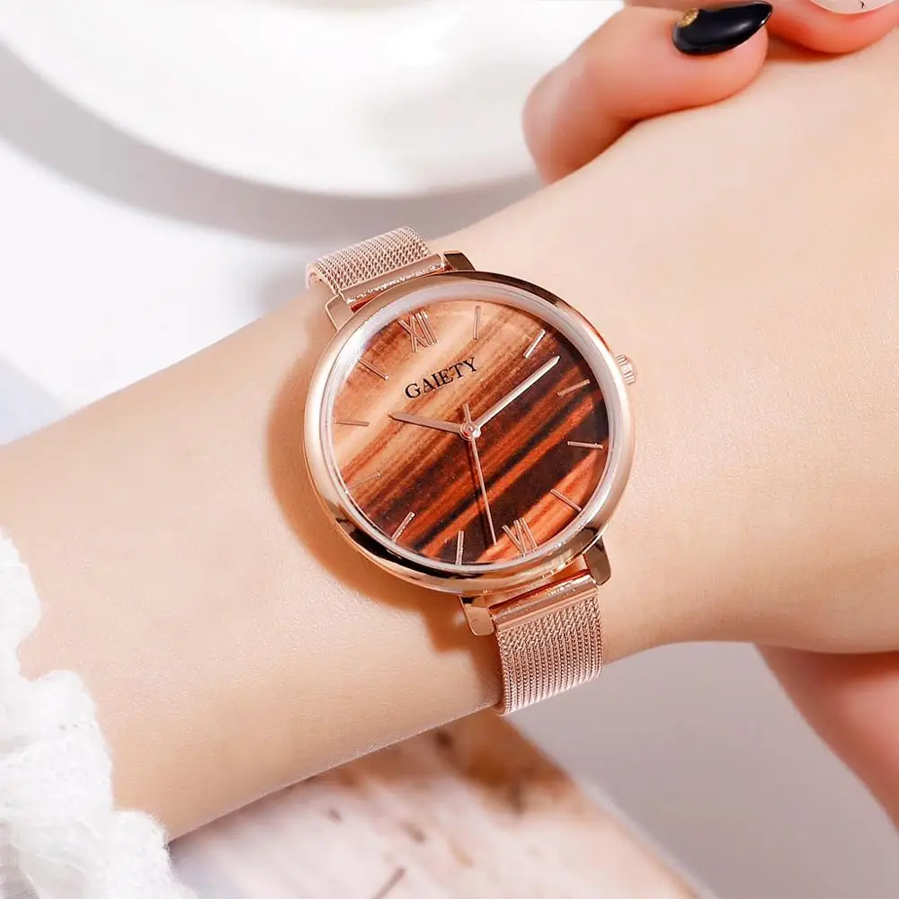 Производства марки gaiety люксовый браслет Для женщин часы металлический Платье с поясом женские кварцевые наручные часы модные креативные спортивные часы - Цвет: Коричневый