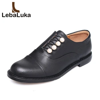 

Tuyoki Women Flats Shoes Genuine Leather Casual Shoes Women String Bead Strappy Round Toe Work Driver Footwear Size 33-43