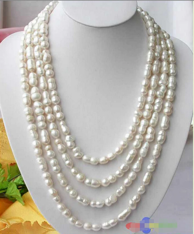 

p1512 80"16MM WHITE BAROQUE DOUBLE FW CULTURED PEARL NECKLACENoble style Natural Fine jewe fast SHIPPING
