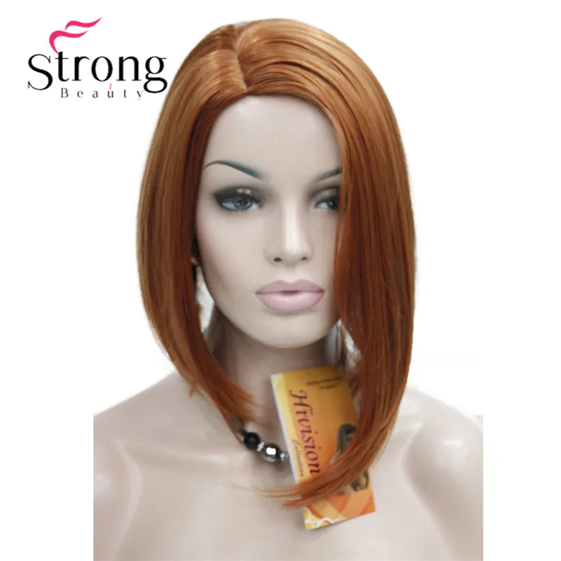 130A Asymmetrical no bangs orange brown side skin top wig (4)